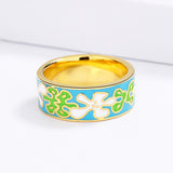 New Fresh Green Handmade Enamel Irregular Pattern Womens Ring Party Jewellery