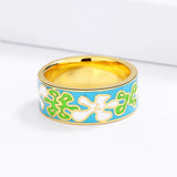 New Fresh Green Handmade Enamel Irregular Pattern Womens Ring Party Jewellery