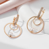 14 Karat Gold Filled Pearl Round AAA Zircon Diamonds Micro Wax Setting Earrings For Women