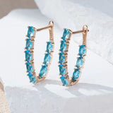 14 Karat Rolled Gold Blue AAA Zircon Crsytals Dangle Fashion Jewellery Earrings For Women