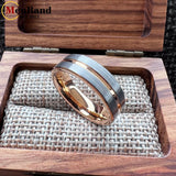 Flat Brushed Polishing Center Groove 6mm Wedding Engagement Gold Tungsten Rings