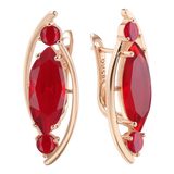 14 Karat Rolled Gold Fashion Red Brown Zircon Crystal Rhombus Long Earrings