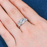 Fabulous Three Stone Round Cushion Cut Moissanite Diamonds Engagement Wedding Rings Silver Sparkling Jewellery