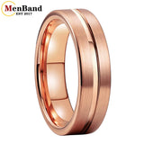 Flat Brushed Polishing Center Groove 6mm Wedding Engagement Gold Tungsten Rings
