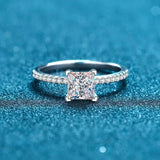 Super 1ct 2ct Princess VVS1 D Colour Moissanite Diamond Engagement Silver Ring