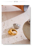 18K Gold Plated Stainless Steel High Quality Texture Geometric Cast Statement Ring
