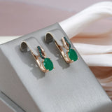 14 Karat Gold Filled Dark Green AAA Zircon Crystals Elegant Drop Earrings For Women