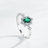 Elegant Deep Green Oval AAAA Lab Created Diamond Crown 925 Sterling Silver Ring