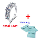 5 Stones Sparkling 18k Gold Plated 3.6CT All Moissanite Diamonds Eternity Wedding Engagement Silver Ring for Women