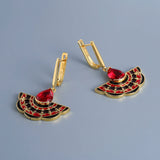 AAA Red Zircon Crystals Handmade Enamel Charm Delicate Beautiful Earrings