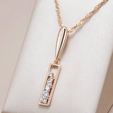 Gorgeous Rolled 14K Rose Gold AAA Zircon Diamonds Pendant And Necklace For Women - High Quality Daily Jewellery