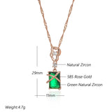 Marvelous Unique 14K Rolled Rose Gold Green AAA Zircon Crystals Necklace For Women - Fashion Jewellery