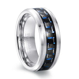 New Chamfered Inlaid Carbon Fiber 8mm Tungsten Couples Rings for Women Men