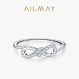 Exquisite Geometric Twisted 925 Sterling Silver AAAA Lab Created Diamond Rings