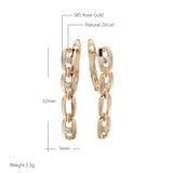 14 Karat Rolled Gold Luxury Trendy Hollow Chain Shape Long Dangle Earrings For Women