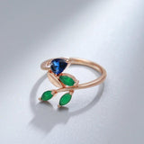 Vintage Leaf  Simple Rolled 14K Rose Gold With AAA Zircon Crystals Rings for Women - High Quality Fine Jewellery