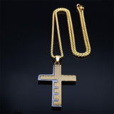 Cross Christian Church Prayer Necklace - Stainless Steel Gold Colour Bible Amulet Necklaces Jewellery - The Jewellery Supermarket