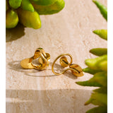 18K Gold Plated Stainless Steel Red Agate Stone Shell Geometric Chic Trendy Ring