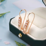 14K Rolled Gold Piercing Glossy AAA Zircon Diamonds Hang String Earrings Unusual Jewellery