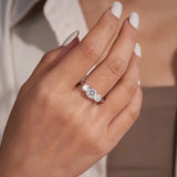 3 Stone 2/4 Carat VVS1 D Colour Moissanite Diamonds Silver Engagement Wedding Ring
