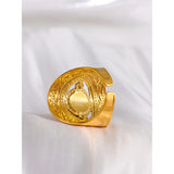 18K Gold Plated Vintage Red Blue Natural Stone Stainless Steel Open Fashion Ring