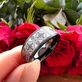 Laser Engraved Pipe Cut Brushed Finish 6MM 8MM Tungsten Wedding Men Women Rings