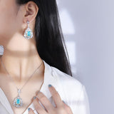 Luxury 8*12mm Paraiba Tourmaline Pendant Necklace Drop Earrings for Women - Charming Fine Jewellery Set - The Jewellery Supermarket