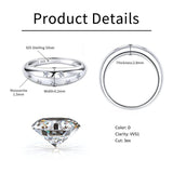 Awesome GRA Certified Round Moissanite Diamonds Rings for Women Silver Engagement Wedding Party Star Fine Jewellery