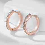 14 Karat Rolled Gold Luxury Design Full AAA Zircon Diamonds Hoop Earrings