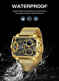 New Men Watch Gold Quartz Led Sport Waterproof Wrist Watch -  Fashion Military Digital Watches - The Jewellery Supermarket