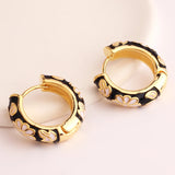 Multicolour Gold Filled Enamel Flower Daisy Chunky Round Circle Hoop Earrings