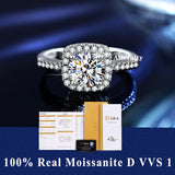 S925 Silver D VVS1 100% Real Moissanite Ring Adjustable Size Pass Diamond with GRA Certificate 18K Plating Rings