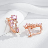 14 Karat Gold Filled Shiny Pink AAA Zircon Crystals Earrings For Women Fine Jewellery
