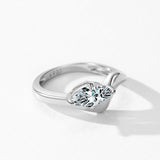 Stunning Horse Eye AAAA Lab Created Diamond Sterling Silver Wide Curved Ring