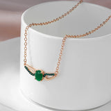 Superb Dark Green Rolled 14K Rose Gold AAA Zircon Crystals Pendant Necklace For Women -  Luxury Jewellery