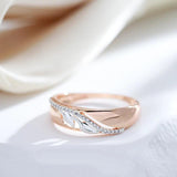 Latest Vintage 6mm Wide AAA Zircon Diamonds Leaf Rings for Women with 14K Filled Rose Gold in Silver Colour Jewellery