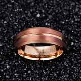 New Arrival Brown Plating + Rose Gold Middle Groove Angle Tungsten Carbide Comfort Fit Men's Ring - The Jewellery Supermarket