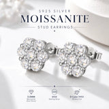 7 Stone D Colour VVS1 Moissanite Diamonds Silver Classic Round Stud Earrings