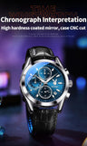 Men's Fashion Quartz Wristwatch High Quality Casual Waterproof Multifunctional Watch with Stopwatch Alarm