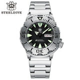 Monster 200M Waterproof NH36 Day Function Sapphire Glass Automatic Movement Steel Bezel SD1984 Steel Bracelet Watch
