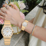 Elegant Luxury Designer Cz Diamonds Gold Fashion New Quartz Wrist Waterproof Ladies Wristwatch