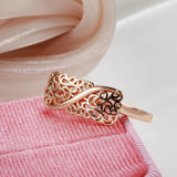 Latest Fashion Rolled 14K Rose Gold Boho Fashion Ethnic Flower Ring for Women - Elegant Vintage Daily Jewellery