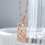 14K Vintage Rolled Gold Hollow Flower Boho Ethnic Pendant Necklace Fashion Daily Jewellery