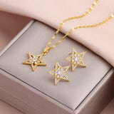 New Trendy 18K Gold Plated Necklaces Earrings For Women - Daily Wear Stainless Steel Jewellery Set  - The Jewellery Supermarket