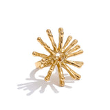18K Gold Plated Stainless Steel Sun Flower Fashion Ring for Women  Daily Jewellery