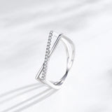 Fashion Geometric Cross Line 925 Sterling Silver AAAA Lab Created Diamonds Ring