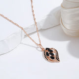 Luxury Rolled 14K Rose Gold Black AAA Zircon Full Paved Pendant Necklace For Women - Party Fine Jewellery