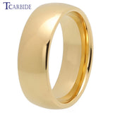Gold-Color Domed High Polished Finish Tungsten Carbide Men Women Wedding Rings