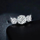 2/4 Carat Moissanite Diamonds 3-Row Ring, Fashionable Design, High-End Luxury Niche 925 Sterling Silver Jewellery