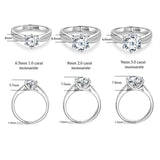 Classic GRA Certified 2CT 3CT Moissanite S925 Silver White Gold Plated Wedding Ring